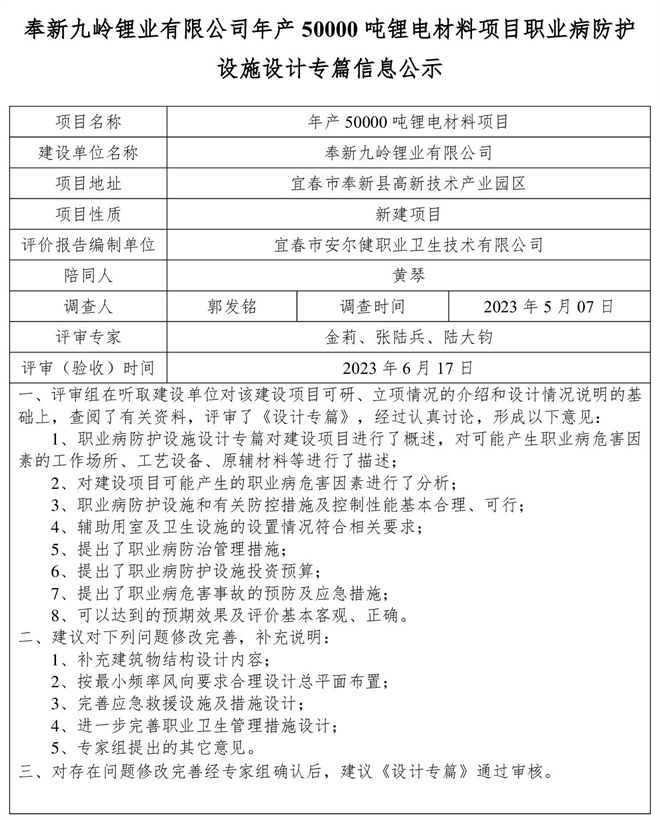 奉新九嶺鋰業(yè)有限公司年產(chǎn)50000噸鋰電材料項(xiàng)目職業(yè)病防護(hù)設(shè)施設(shè)計(jì)專(zhuān)篇信息公示.jpg